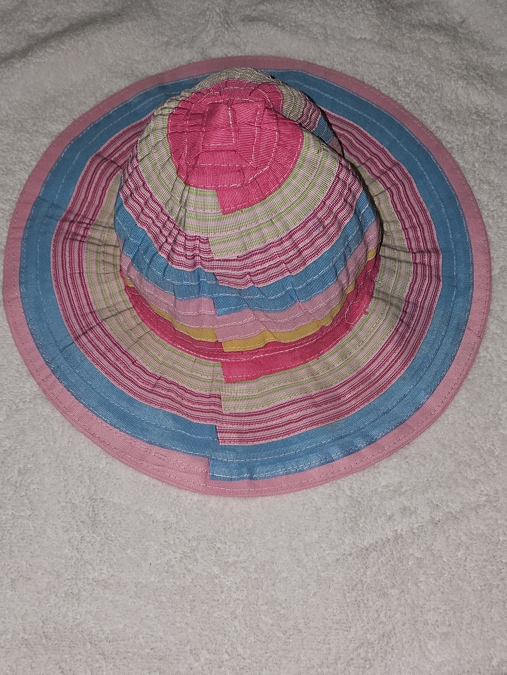 Striped Multicolor Sun Hat - Pink, Blue, Green